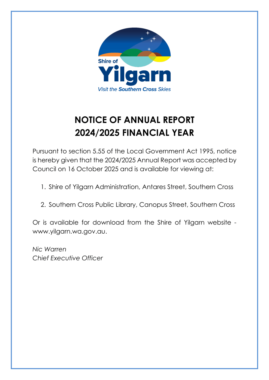 Notice of Annual Report