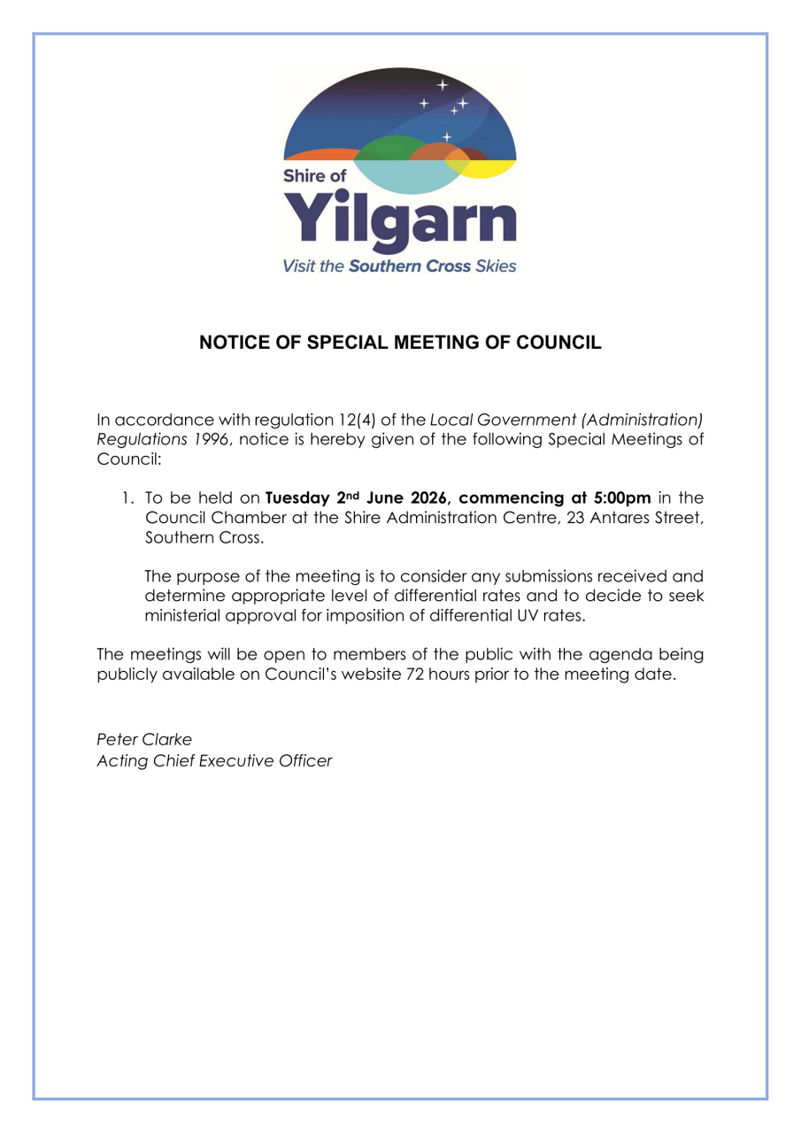 Notice of special meeting