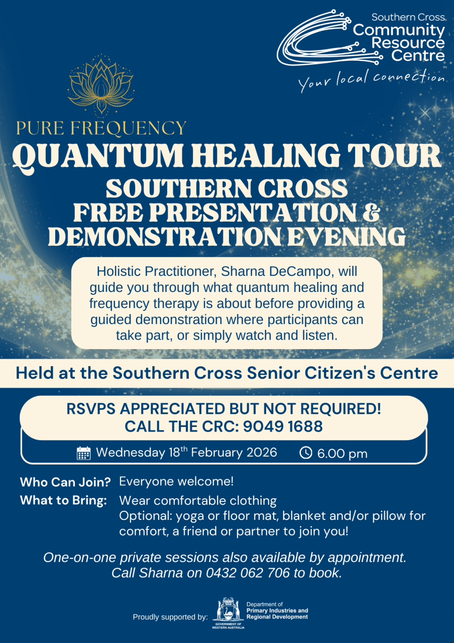CRC event: Pure Frequency Quantum Healing Tour Community Presentation and
